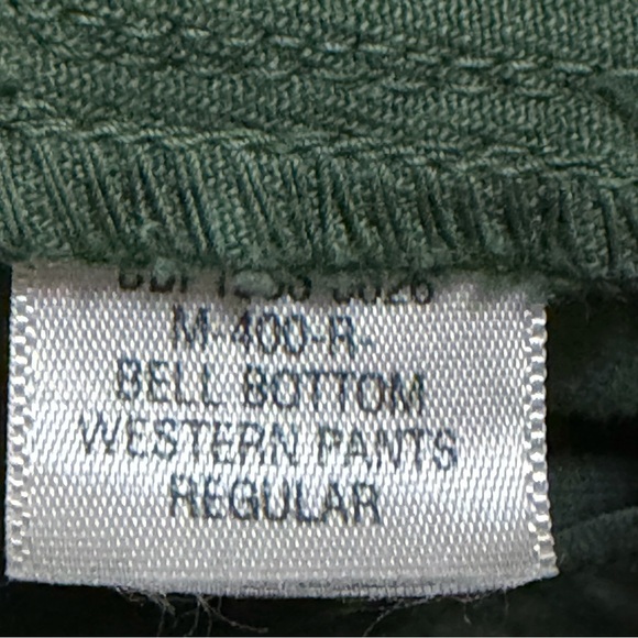 Big Bud Press Western Green Pants High Rise Flares 100% Cotton Sz XL - Picture 6 of 8